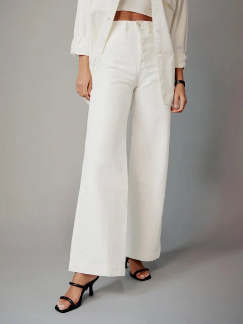 Reformation Logan Ultra High Rise Wide Leg Jeans White Ivory